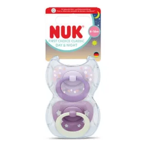 Set suzete Day&Night First Choice Classic, Roz, 6-18 luni, 2 bucati, Nuk