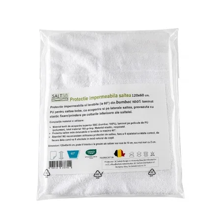 Protectie impermeabila din bumbac pentru saltea, 120 x 60 cm, Alb, Saltsib — preț și oferte