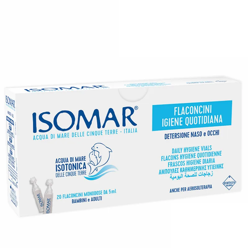 Picaturi pentru nas si ochi cu apa de mare izotonica, + 6luni, Isomar  | 20 x 5 ml EURITALIA — preț și oferte
