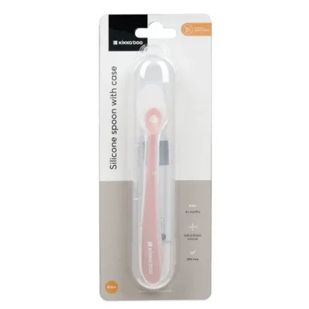 Lingurita din silicon cu carcasa de protectie, Blush, 4 luni+, 1 bucata, Kikka Boo — preț și oferte