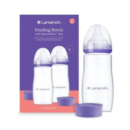 Pachet Biberoane cu flux rapid NaturalWave, +6 luni, 2 x 330 ml, Lansinoh — preț și oferte