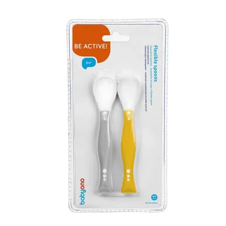 Lingurite flexibile, Gri/Galben, + 6 luni, 2 bucati, Babyono — preț și oferte