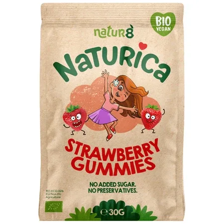 Jeleuri Bio Fruit Gummies, Capsuni, 30 g, Naturica — preț și oferte