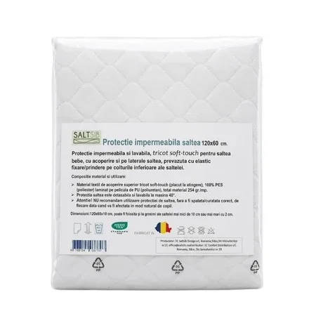 Protectie impermeabila din tricot pentru saltea, 120 x 60 cm, Alb, Saltsib — preț și oferte