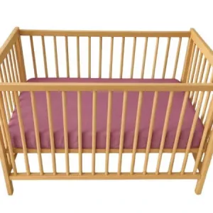 Cearceaf cu elastic dublat 2 in 1 din bumbac, cu interior impermeabil, 60x120 cm, Mov, Twindeco