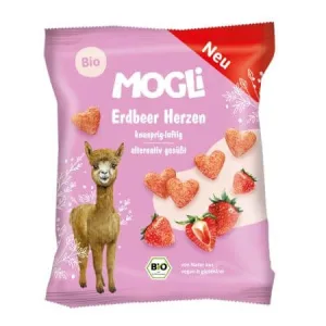 Inimioare expandate din porumb cu capsuni Eco, 30 g, Mogli
