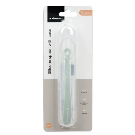Lingurita din silicon cu carcasa de protectie, Sage, 4 luni+, 1 bucata, Kikka Boo — preț și oferte