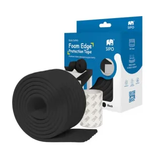 Banda protectie pentru colturi si muchii mobilier, 2 m x 75 mm, Negru, Sipo