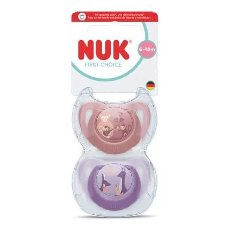 Set suzete First Choice, Maimuta/Cangur, 6-18 luni, 2 bucati, Nuk — preț și oferte