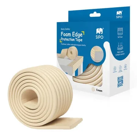 Banda protectie pentru colturi si muchii mobilier, 2 m x 75 mm, Crem, Sipo — preț și oferte
