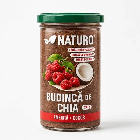 Budinca de chia cu zmeura, 230 g, Naturo — preț și oferte