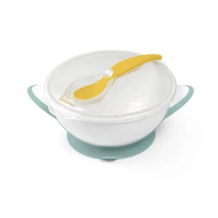 Castron cu ventuza si lingurita, Verde Inchis, 6 luni+, Babyono — preț și oferte