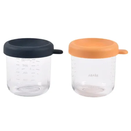 Set cu 2 recipiente din sticla, Night Blue/Honey, 2x250 ml, Beaba — preț și oferte
