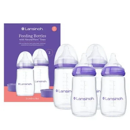 Biberon cu tetina debit mediu NaturalWave, +3 luni, 4 x 240 ml, Lansinoh — preț și oferte