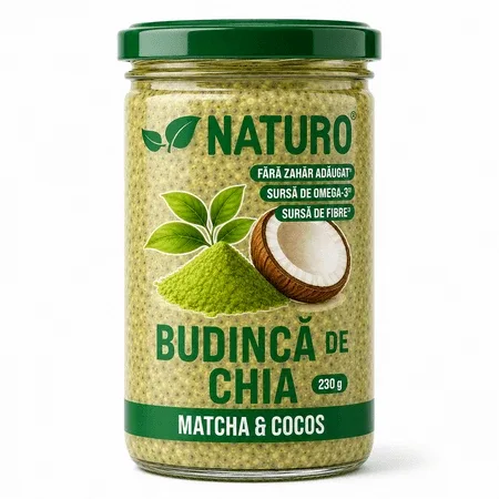 Budinca de chia cu matcha, 230 g, Naturo — preț și oferte
