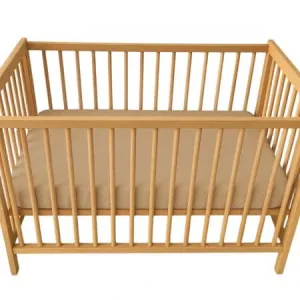Cearceaf cu elastic dublat 2 in 1 din bumbac, cu interior impermeabil, 60x120 cm, Bej, Twindeco