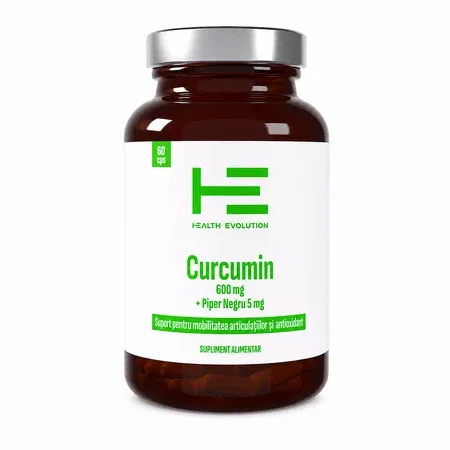 Curcumin 600 mg + Piper Negru 5 mg, 60 capsule, Health Evolution — preț și oferte