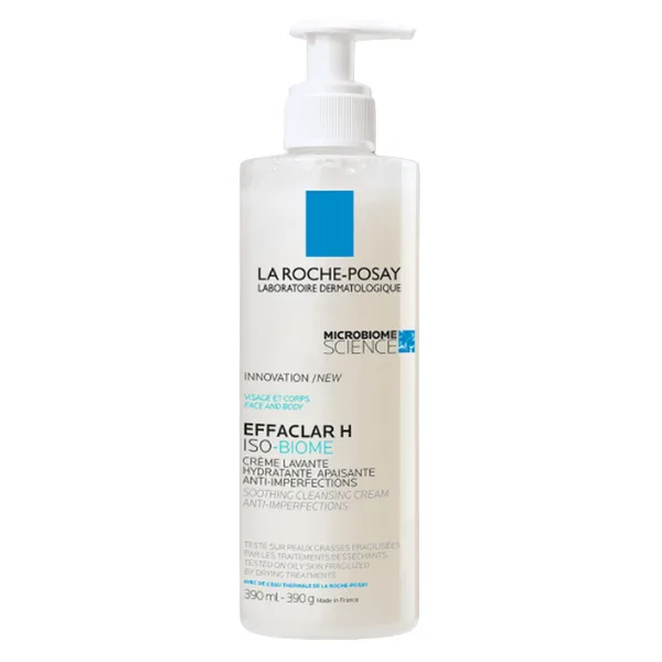 Crema hidratanta de spalare pentru pielea grasa fragilizata Effaclar H Iso-Biome, La Roche-Posay | 390 ml — preț și oferte