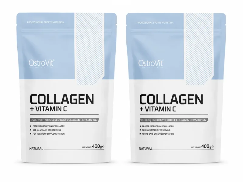 Collagen + Natural Vitamin C, 2x400 g, OstroVit — preț și oferte