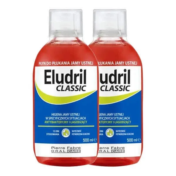 Set de 2x500 ml, Eludril Classic, apă de gură — preț și oferte