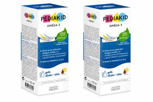 Sirop Pediakid Oméga 3, 2 x 125 ml - pentru copii, cu Vitaminele A,C,D,E, aromǎ de cola, Ineldea
