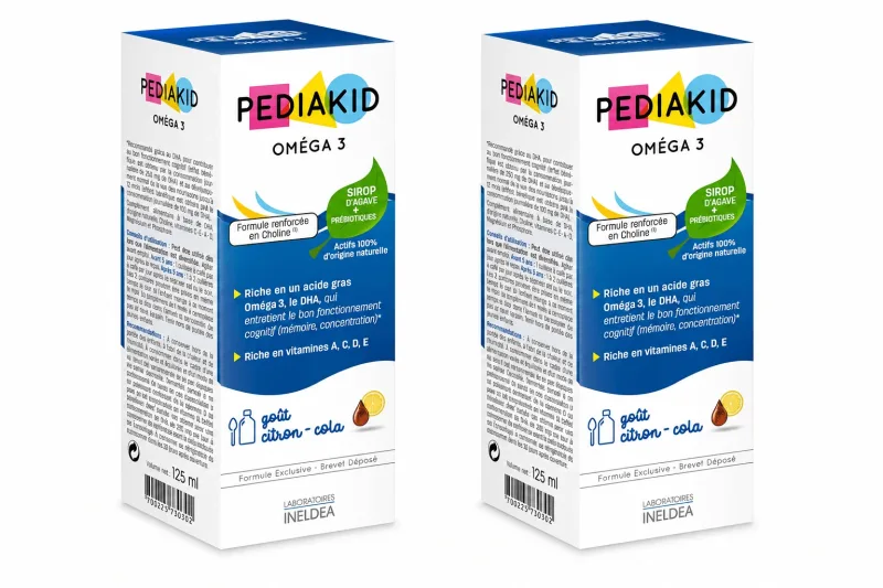 Sirop Pediakid Oméga 3, 2 x 125 ml - pentru copii, cu Vitaminele A,C,D,E, aromǎ de cola, Ineldea Lab. Ineldea — preț și oferte