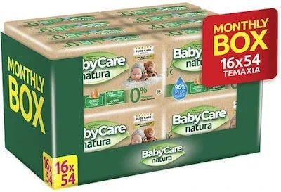 BABYCARE Șervețele pentru copii Natura 0% plastic - 96% apă pură ( 16 pachete de 54 bucăți ) 864 bucăți — preț și oferte