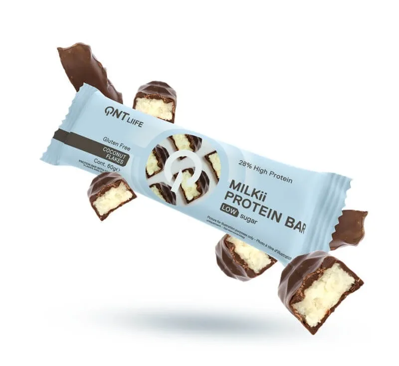 QNT | Milkii Protein Bar 29% Batoane proteice din lapte cu aromă de ciocolată și fulgi de nucă de cocos | 60 g — preț și oferte