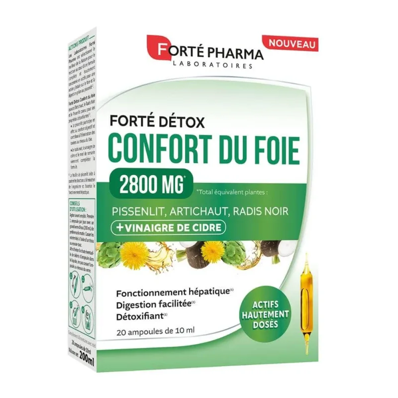 Forté Pharma FortéDétox Confort pentru ficat 2800 MG 20 fiole — preț și oferte