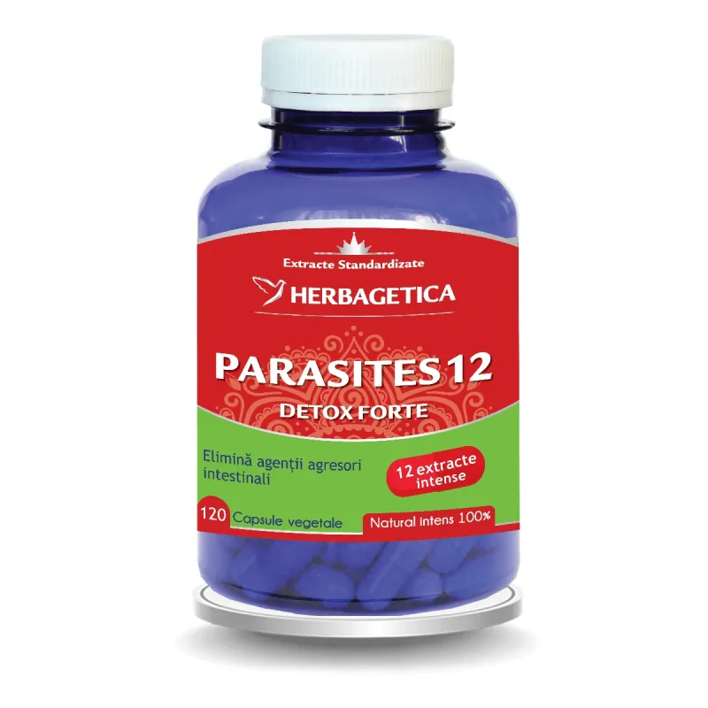 Parasites 12 Detox Forte, 2x120 capsule, Herbagetica  — preț și oferte