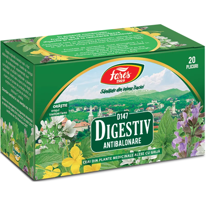 Digestiv Antibalonare, D147, ceai la plic, Fares | 20 plicuri — preț și oferte