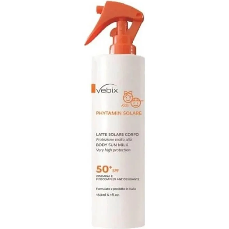Vebix cremă solară pentru copii SPF 50+, lapte solar Phytamin Kids, protecție foarte ridicată, 150 ml — preț și oferte