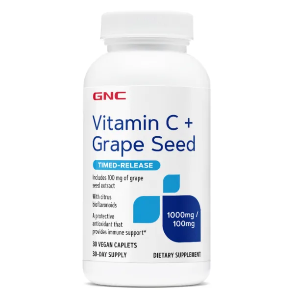 GNC Vitamina C si extract samburi struguri 100 mg/100 mg | 30 capsule — preț și oferte