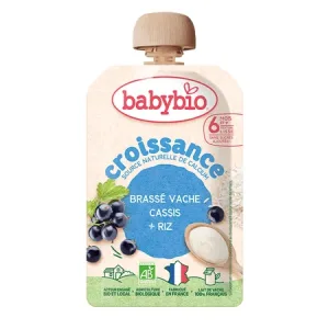 Piure Bio Pouch cu Lapte, Coacaze Negre si Orez, + 6 luni, 100 g, BabyBio