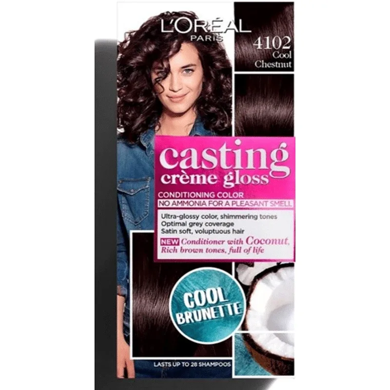 L'OREAL CASTING CREME GLOSS TRATAMENT COLORANT FĂRĂ AMONIAC 4102 CIOCOLATĂ NEAGRĂ L'Oréal Paris — preț și oferte