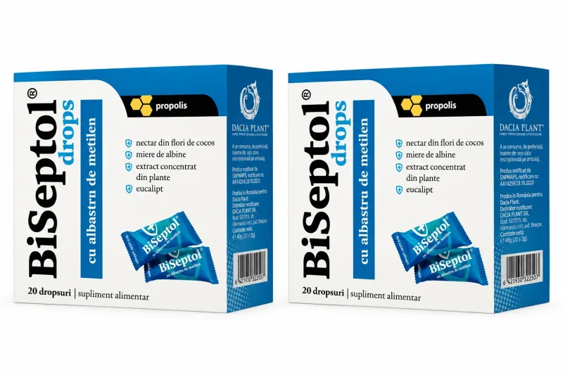 BiSeptol drops cu propolis și albastru de metilen, 2x20 bucăți, Dacia Plant — preț și oferte