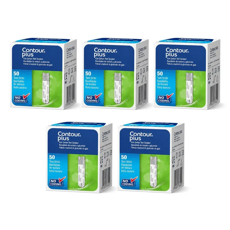 Teste glicemie Contour Plus, 5x50 bucăți, Ascensia Diabetes Care — preț și oferte