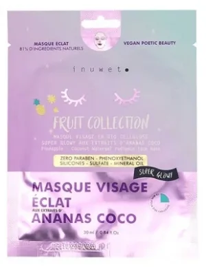 Inuwet Fruit Collection Mască de față pentru strălucire cu ananas și nucă de cocos 30 ml