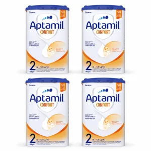 Lapte praf Aptamil Confort 2, 6-12 luni, 4x800 g, Nutricia