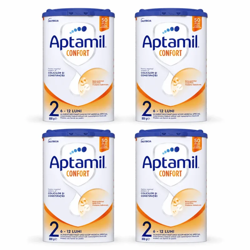 Lapte praf Aptamil Confort 2, 6-12 luni, 4x800 g, Nutricia — preț și oferte