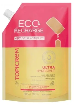 Topicrem Ultra-Hidratant Ulei de duș, reîncărcare ecologică, 1000 ml