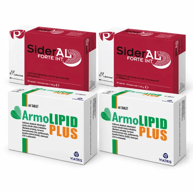 Set SiderAL Forte, 60 capsule + ArmoLIPID PLUS, 120 comprimate VIATRIS — preț și oferte