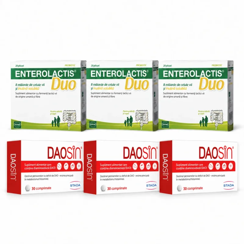 Set Daosin, 90 comprimate + Enterolactis Duo, 60 pliculețe STADA — preț și oferte