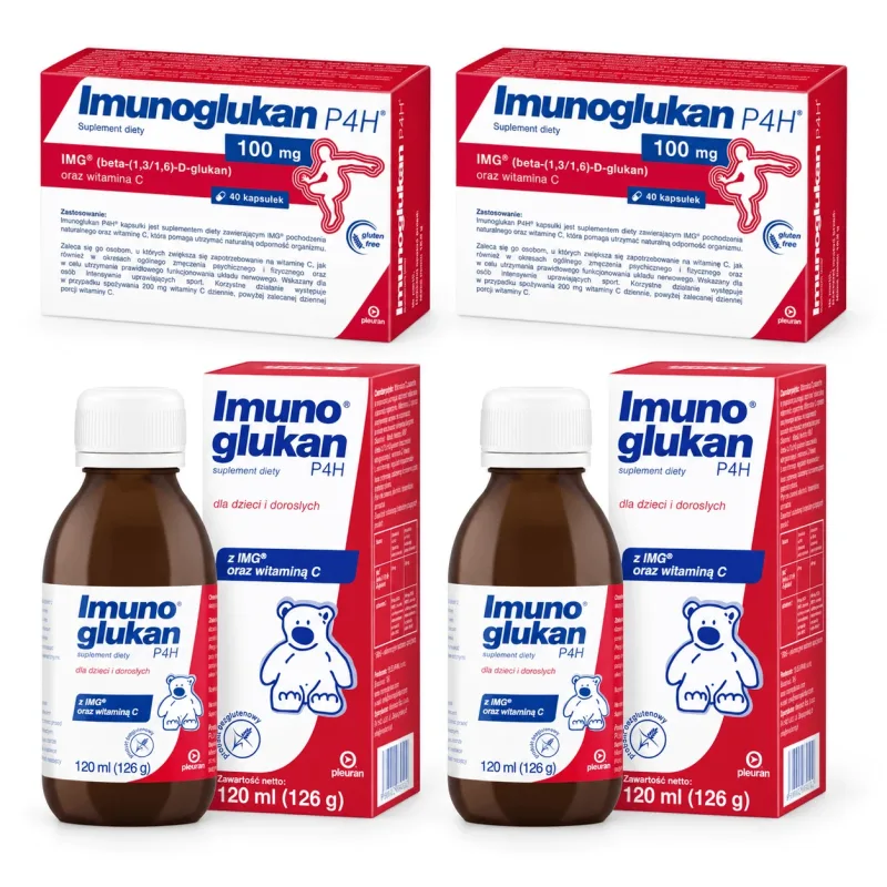 Imunoglucan P4H, 80 capsule + Imunoglukan P4H, 240 ml - sirop, Pleuran — preț și oferte