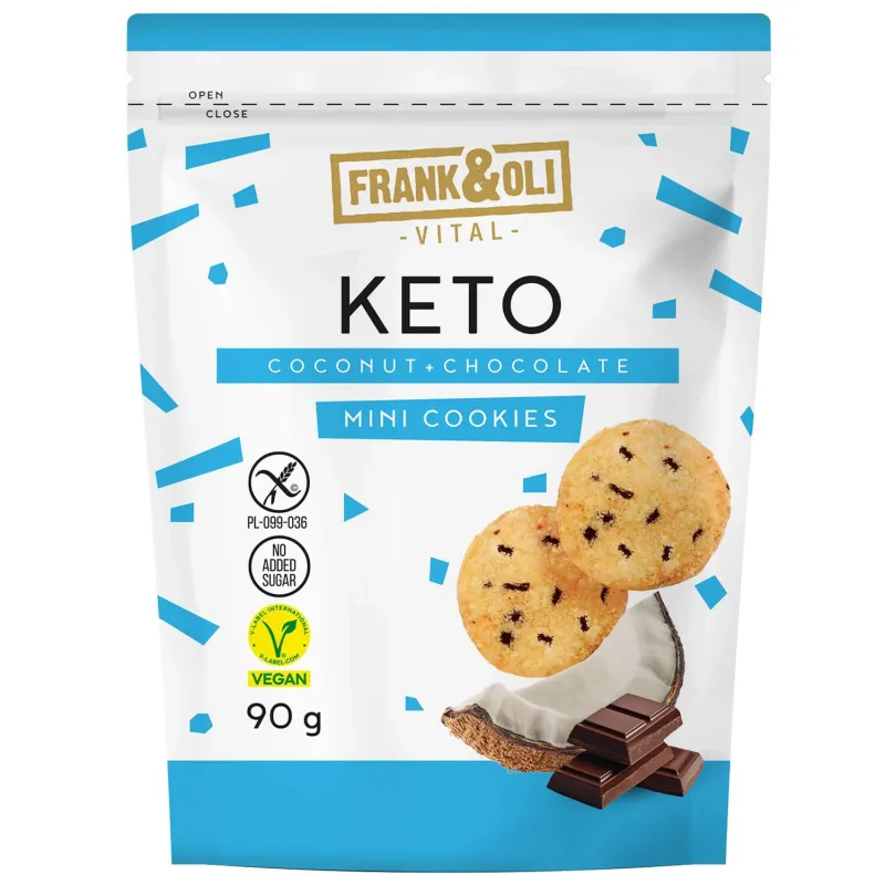 Frank&Oli Keto, mini fursecuri, nucă de cocos și ciocolată, 90 g — preț și oferte
