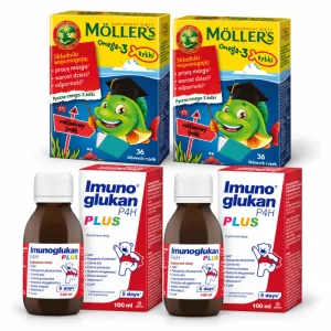 Peştişori gumați cu Omega-3, 72 jeleuri + Imunoglukan P4H Plus, 200 ml