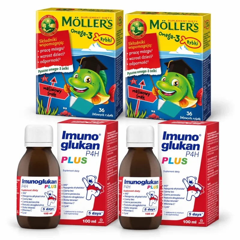 Peştişori gumați cu Omega-3, 72 jeleuri + Imunoglukan P4H Plus, 200 ml pleuran — preț și oferte