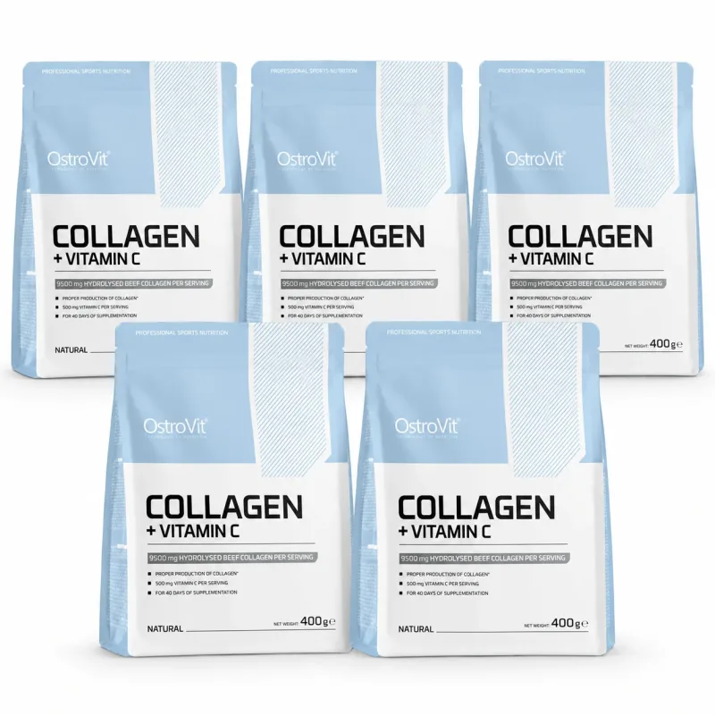 Collagen + Natural Vitamin C, 5x400 g, OstroVit — preț și oferte