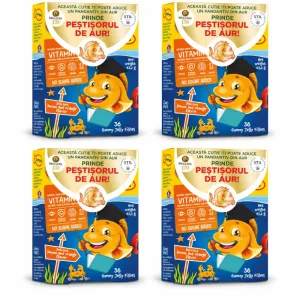 Peștișori gumați cu Omega 3 și aromă de lămâi și portocale, 4x36 jeleuri, Möller's