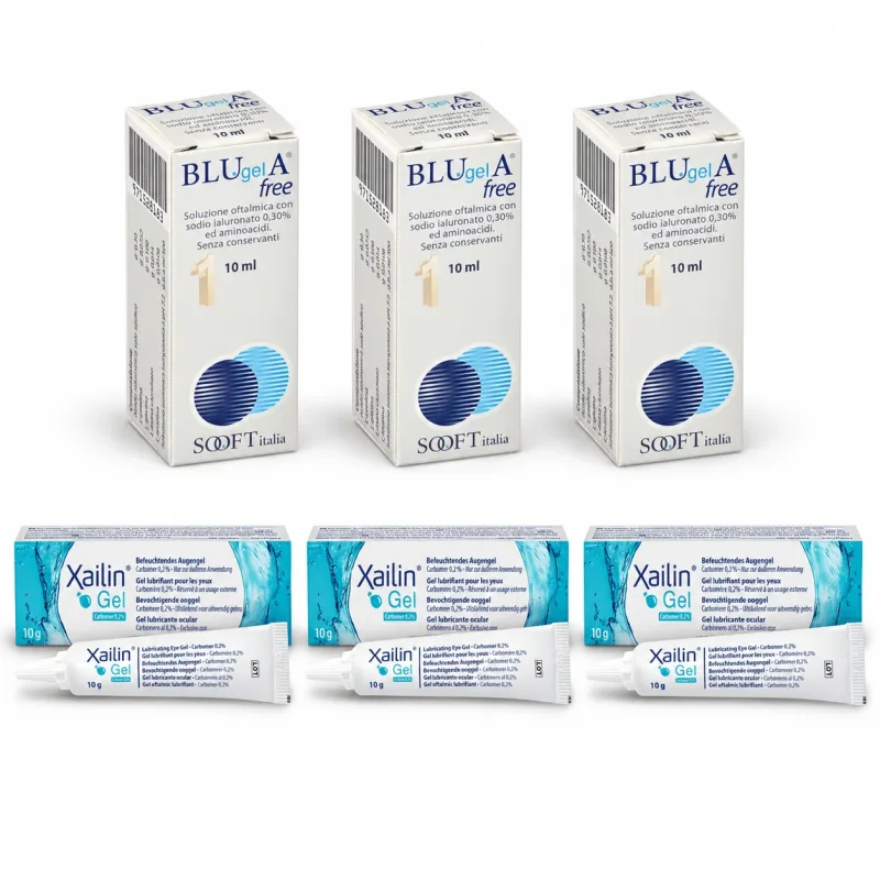 Gel lubrifiant Xailin pentru ochi, 30 g + Blu Gel A, 30 ml BIOSOOFT — preț și oferte